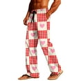 thumbnail image 6 of LIaqionyy Valentine's Day for Men's Pajamas Pants Casual Plaid Loose Lightweight Lounge Sleepwear with Pockets, 6 of 7