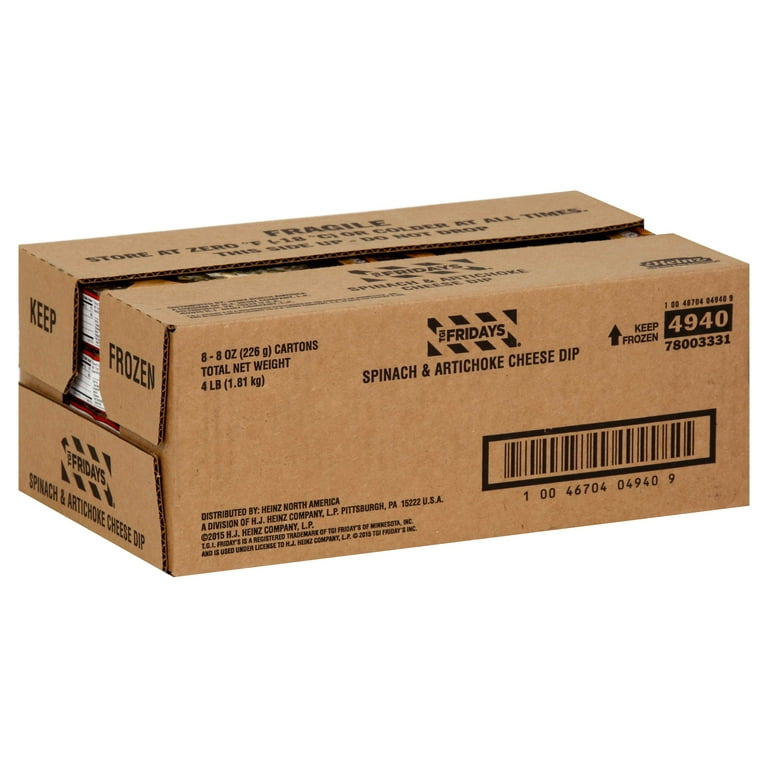 TGI Fridays Spinach and Artichoke Cheese Dip Sauce, 8oz - Pack of