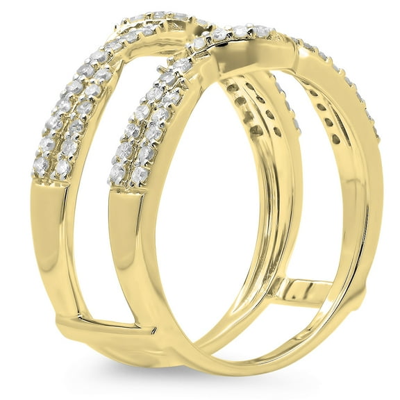 Dazzlingrock Collection 0.55 Carat (ctw) 14K Round Diamond Ladies Wedding Swirl Guard Double Ring 1/2 CT, Yellow Gold, Size 7.5