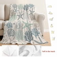 thumbnail image 5 of Aqua Teal Coastal Blanket Soft Cozy Warm Throw Blanket for Couch, Plush Fuzzy Flannel Fleece Blankets for Sofa, Summer Beach Starfish Coral Nautical Rustic Bed Blankets Gifts for Men, 32"x48", 5 of 9