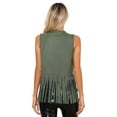 thumbnail image 2 of Sholeno Women's Fringe Vest Sleeveless 70s Hippie Faux Suede Rivets Tassel Jacket Cardigan Tops Army Green L, 2 of 6