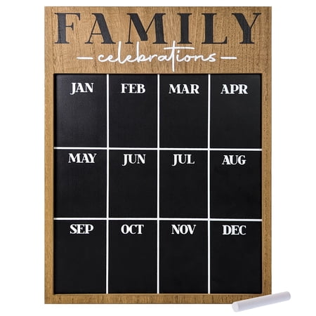 Harbortown 12x16 inch Black Manufactured Wood Family Chalkboard Wall Calendar