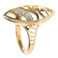 thumbnail image 2 of 9ct Gold Jewelco London 2pts Diamond Pave Cut-out Leaf Marquise Dress Ring 24mm, 2 of 8
