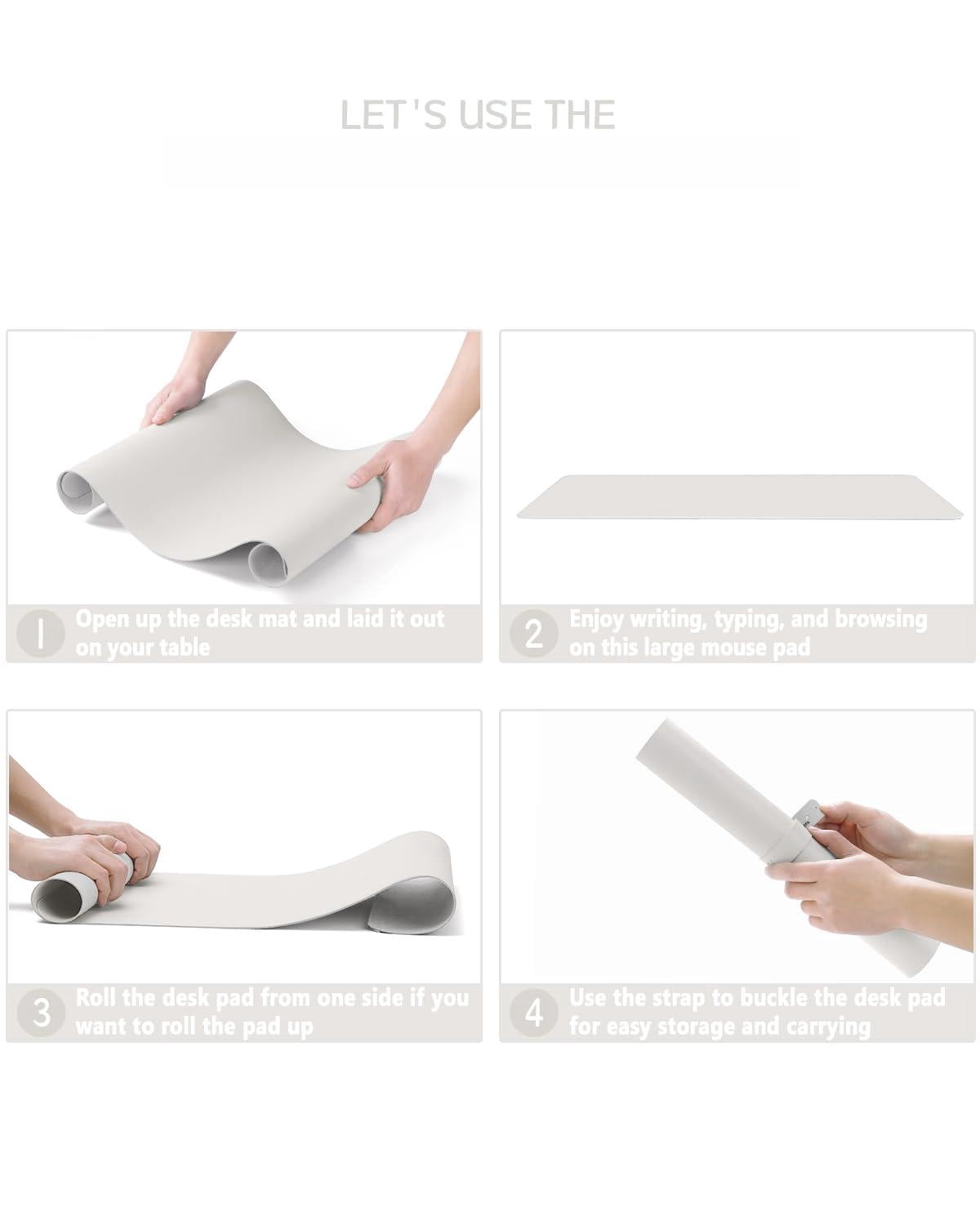 Non-slip Leather Desk Pad L Size  Waterproof Laptop Computer Mat Table Protector Blotter Large Mouse For Office/work/home/decor(apricot Gray 35.4" X 17")
