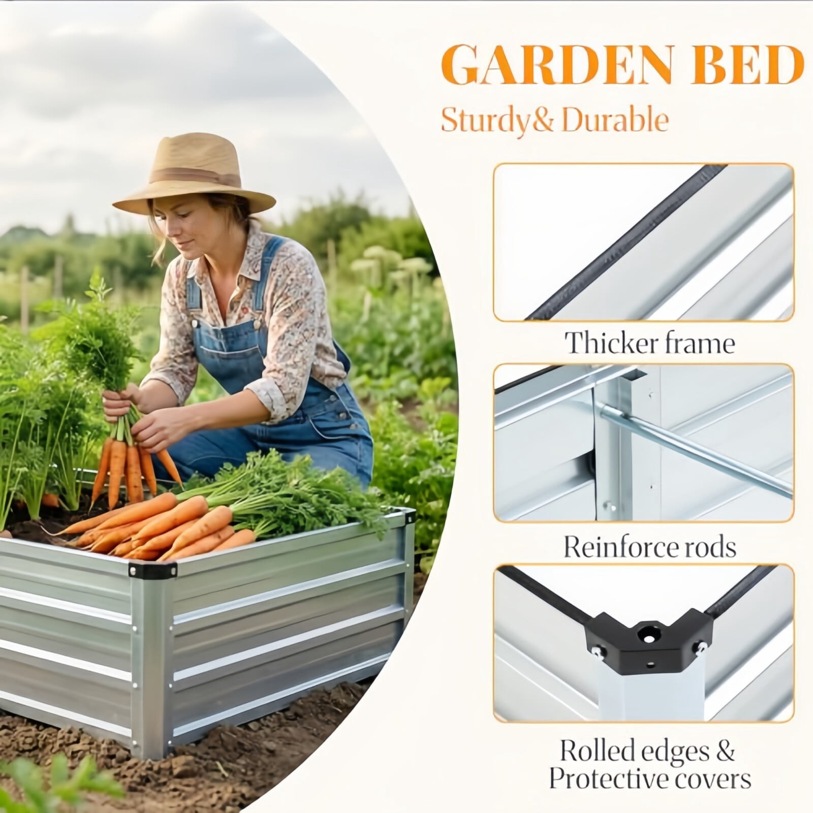 Kelno 2-Pack Galvanized Metal Raised Garden Bed 6x3x1ft Outdoor Planter Box for Vegetables Flowers Herbs Open Bottom Rectangular Raised Bed, Silver