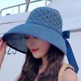 thumbnail image 3 of Aoochasliy Hats and Gloves Clothes Summer Women Fold Trendy Bow-Knot Grass Weave Sunshade Hat Hat Outdoor Hat, 3 of 6