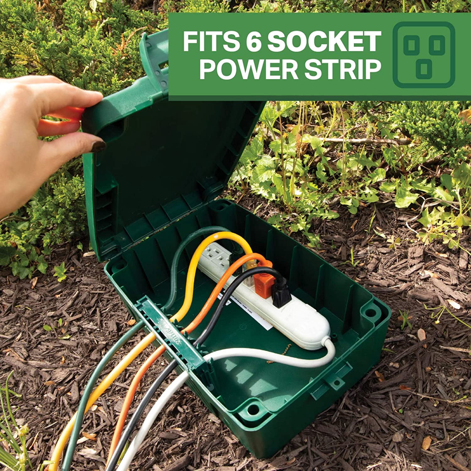 Waterproof Extension Cord Connection Box - Green Weatherproof Outdoor Box for Electrical Connections