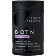 Sports Research® Vegan Biotin 5000mcg+ Coconut Oil Extra Strength Hair Vitamin (30 Veggie Softgels)