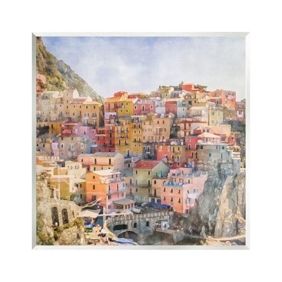 Stupell Industries Coastal Italian Town Travel & Places Painting Unframed Art Print Wall Art, 12 x 12