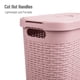 thumbnail image 4 of 40L Clothes Basket, Lid, Wicker Design, Plastic, 18"L x 10.4"W x 23.5"H, Pink, 4 of 6