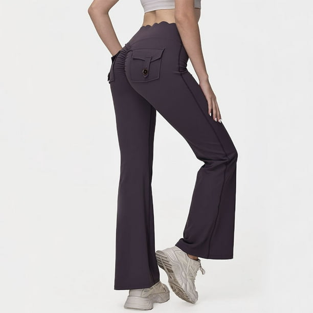 Leggings acampanados para mujer, pantalones de yoga de cintura alta con bolsillos, mallas de entrenamiento para levantamiento de pesas, gimnasio, correr, atletismo, elasticidad y comodidad.