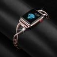 thumbnail image 5 of Compatible with Apple Watch Band 38mm 40mm 41mm iWatch Ultra SE Series 9/8/7/6/5/4/3/2/1, Bling Replacement Bracelet iWatch Band, Diamond Rhinestone Stainless Steel Metal Wristband Strap, Pink, 5 of 6