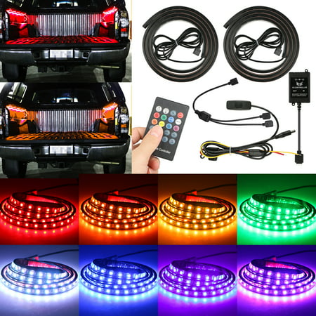 2-pack LED Light Strip, 60inch SMART RGB LED Truck Bed Lights with Wireless Remote IP65 Waterproof w/Sound-activated Function for Vehicles, Pickup, Truck, RV, VAN, Trailer and