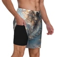 thumbnail image 2 of Rateoe Cool Cloud White Dragon Pattern Men’s Swim Shorts with Compression Liner – Double-Layered Quick-Dry Swimwear, Comfortable & Stretchy Beach Shorts-Small, 2 of 6
