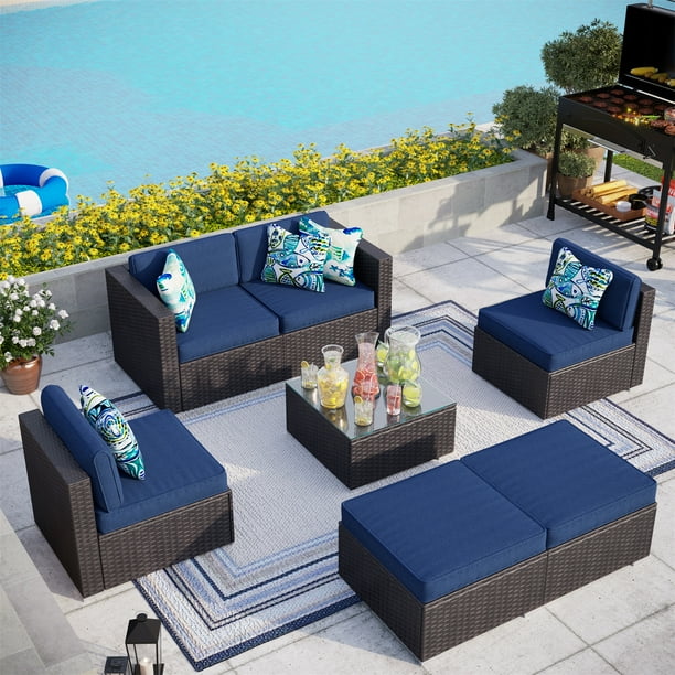 MF Studio 7 Piece Patio Sofa Set Outdoor Furniture Sectional All