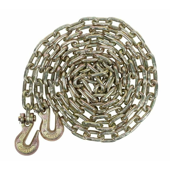 5/16 Inch x 20 FT Grade 70 Binder Chain with Clevis Grab Hooks - G70 Transport Tow Chain - 4,700 Lbs Working Load Limit