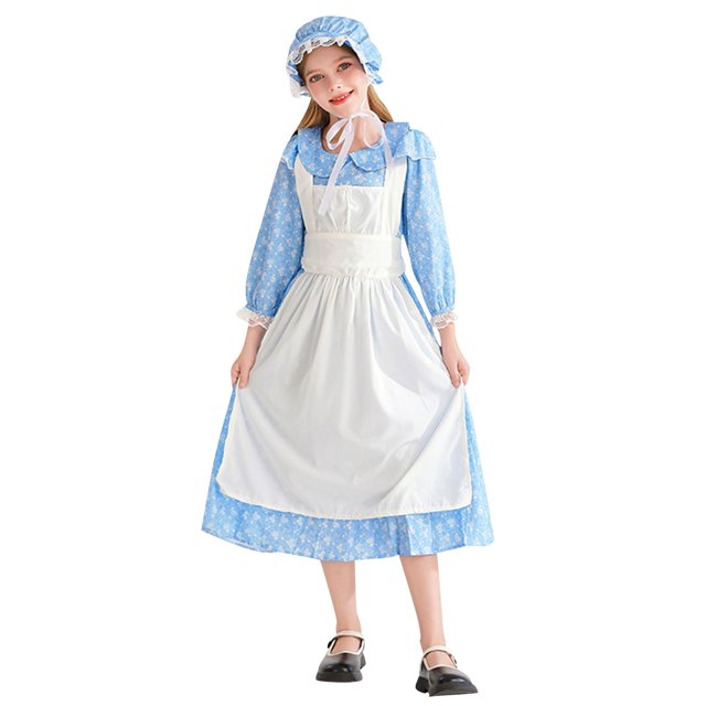 Floleo Robe Formelle à Manches Longues pour Enfants Col Rabattu Automne Hiver Robe de Princesse pour Fête pour Enfants 5-14 Ans (Bleu Clair, 10 Ans)
