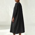 thumbnail image 3 of Lmueinov Dresses for Women Long sleeve Flowy Casual Cotton Linen Dress Lightweight Tunic Dress with Pockets Beach Vacation Sundresses, 3 of 7