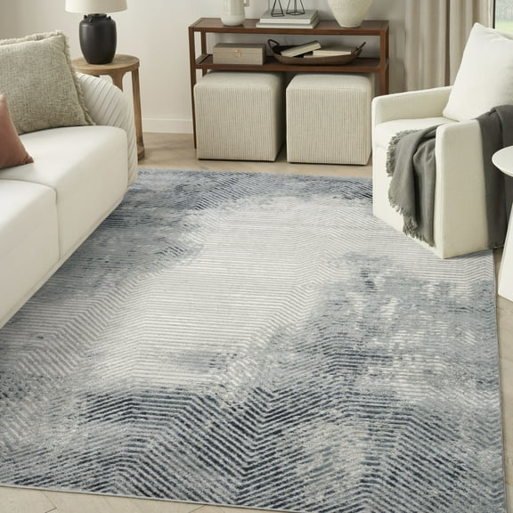 Nourison Dekor 7'10" x 9'10" Grey Navy Modern Indoor Rug