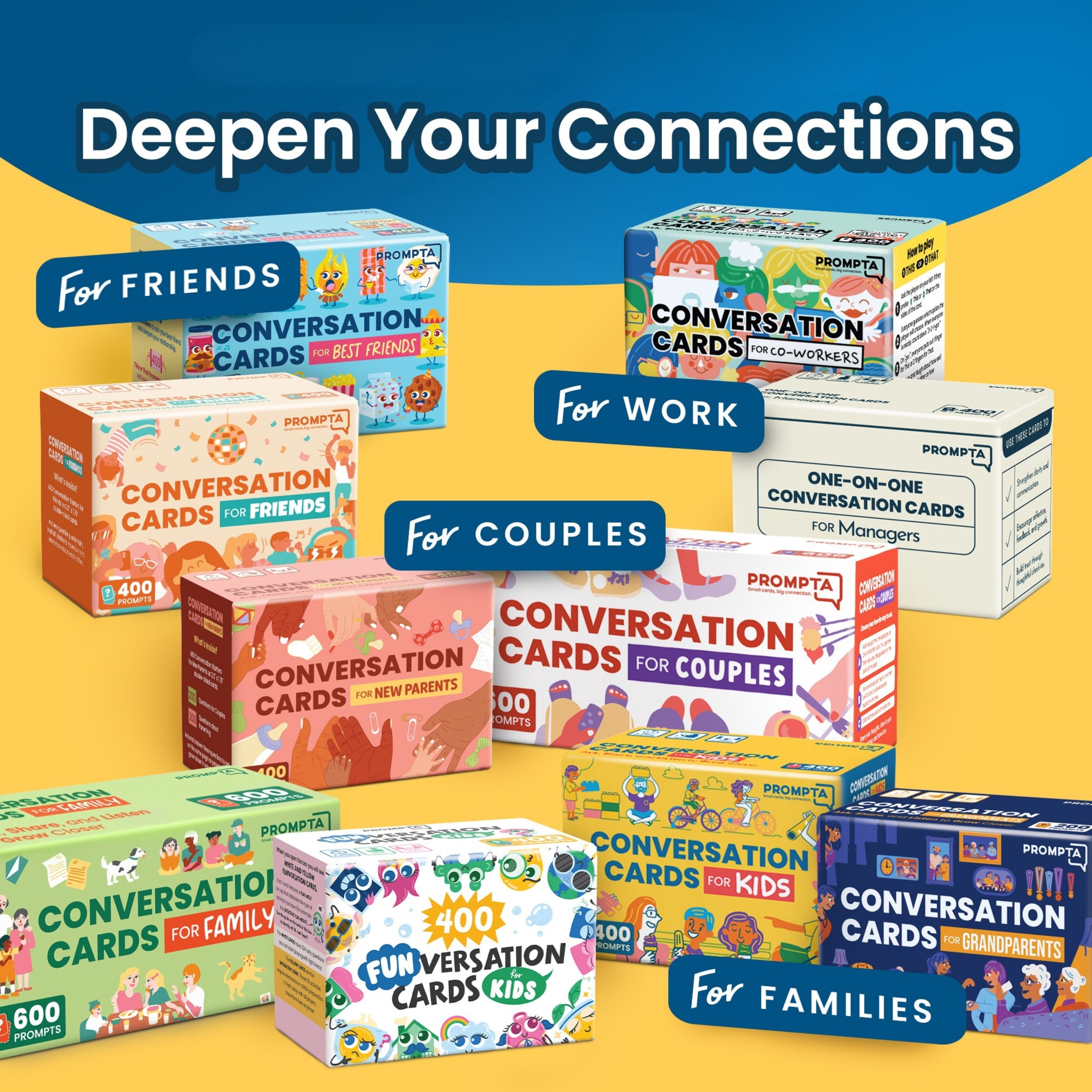 600 Conversation Cards for Families – Fun Conversation Starters Card Game for Adults and Families – Road Trip Must Have Travel Game to Get to Know Your Family - Kids Dinner Time