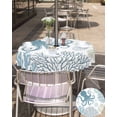thumbnail image 5 of Fsddascl Teal Blue Octopus Coastal Outdoor Tablecloth - 54 Inch Round Dining Table Cover, Nautical Coral Starfish Waterproof Outdoor Table Cloth with Umbrella Hole & Zipper for Picnic/Patio/Party, 5 of 7