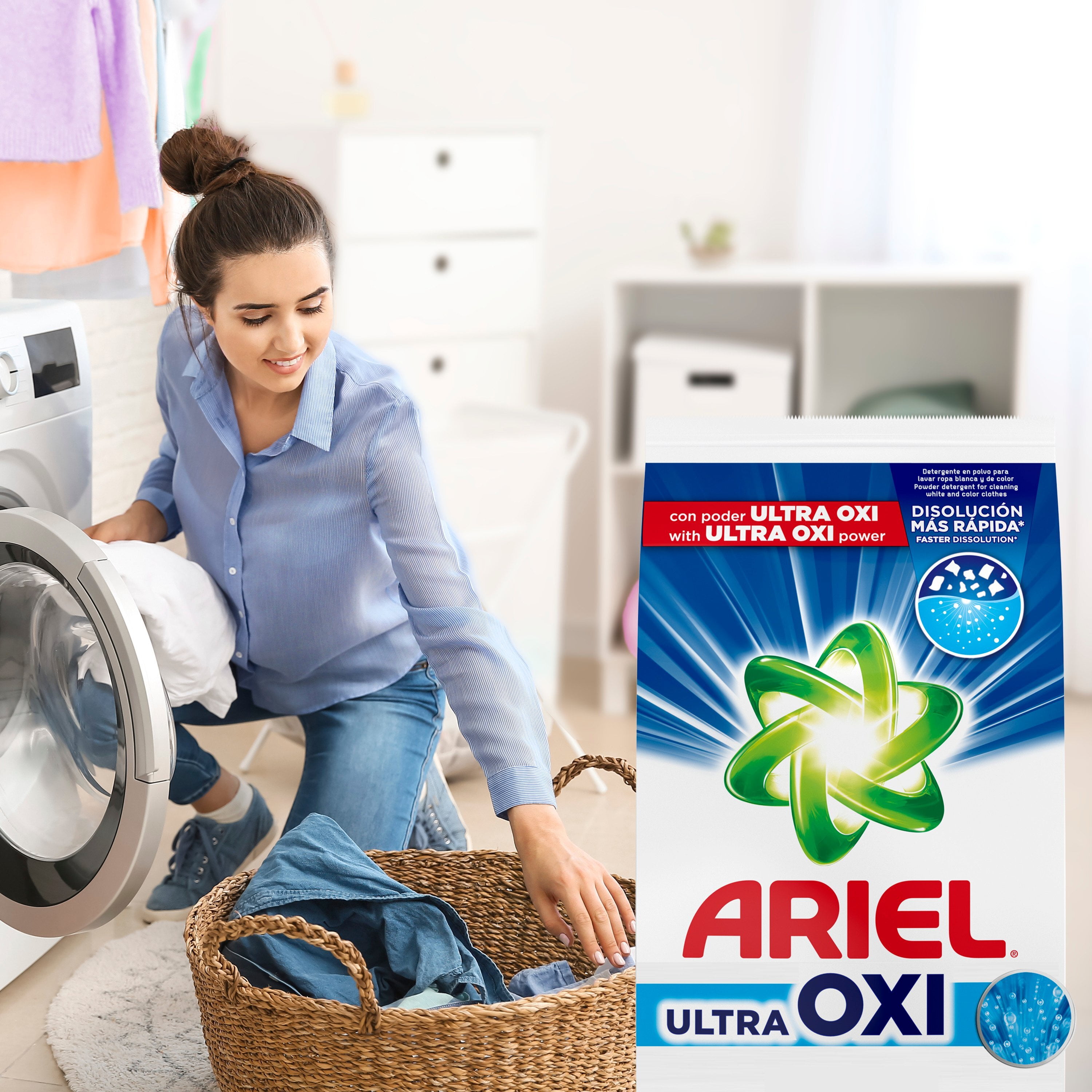 (2 pack) Ariel Laundry Detergent Powder, Ultra Oxi, Original Scent, 52 oz, 33 Loads