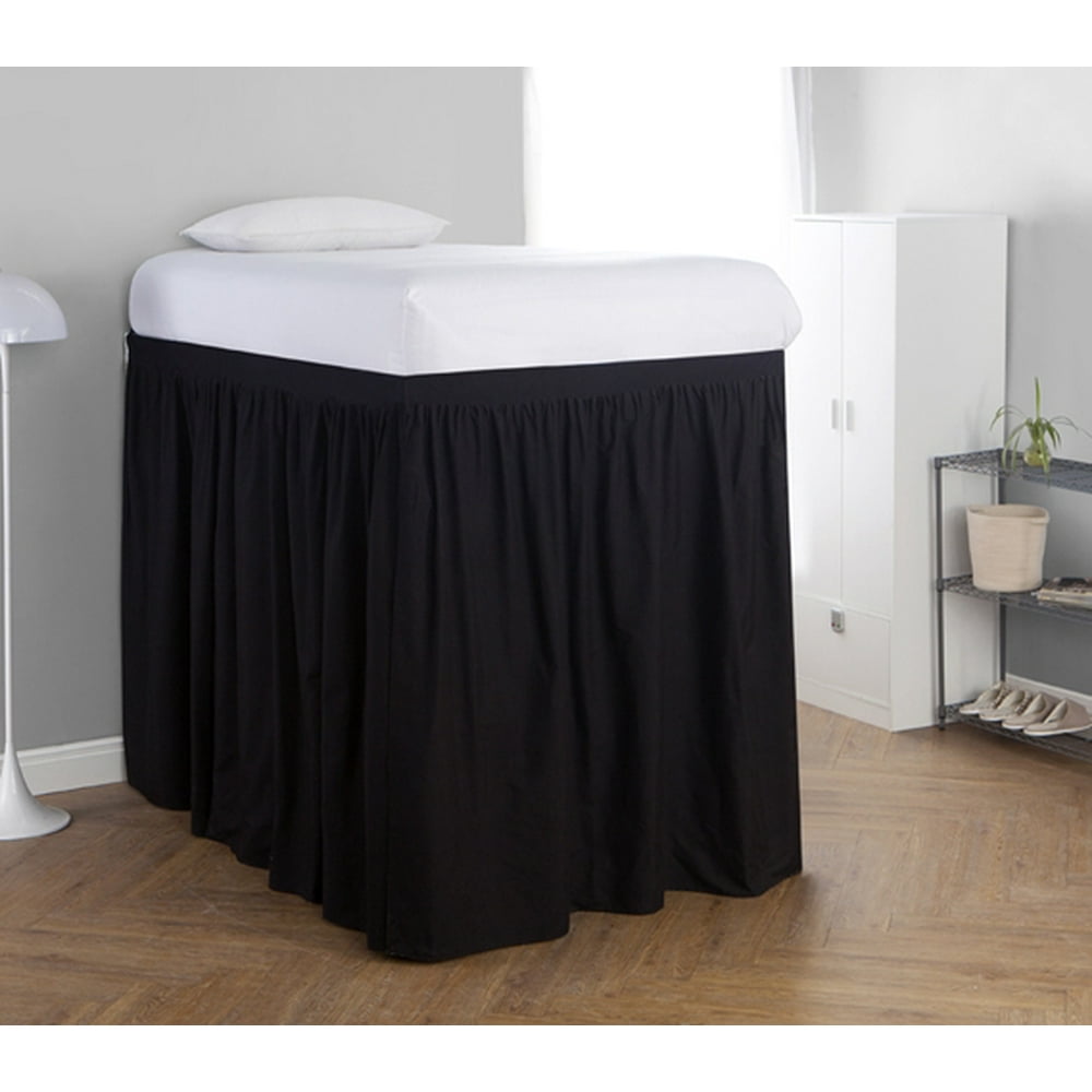 Extended Bed Skirt Twin XL (3 Panel Set) Black