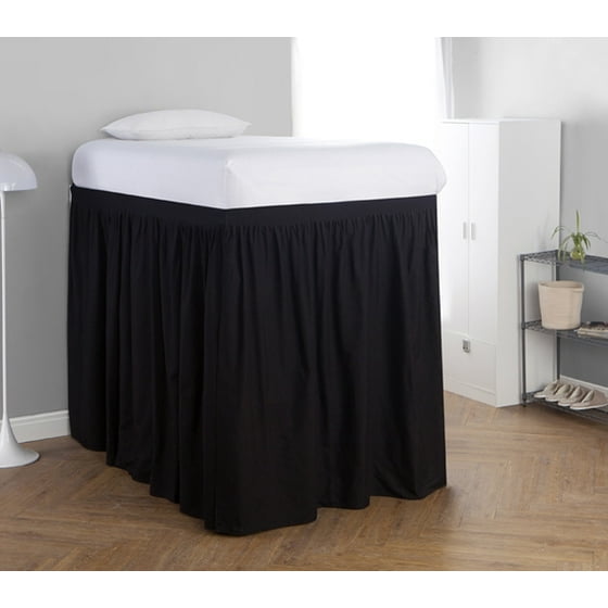 Extended Bed Skirt Twin Xl 3 Panel Set Black Com
