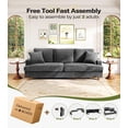 thumbnail image 6 of Welzona 87" Corduroy Sofa, Modern 3-Seater Couch with 2 Throw Pillows, Tool-Free Assembly, Grey, 6 of 10