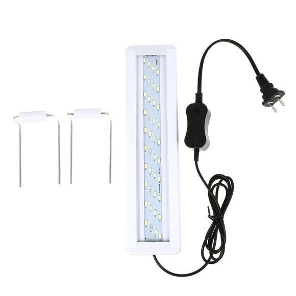 1 lámpara LED de plástico con clip para acuario, con enchufe estadounidense, para acuario de 30-40 cm.
