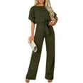 thumbnail image 4 of Riforla Women's Fashion Solid Color Lace up Button Short Sleeved Jumpsuit Jumpsuits for Women AG XXL, 4 of 5