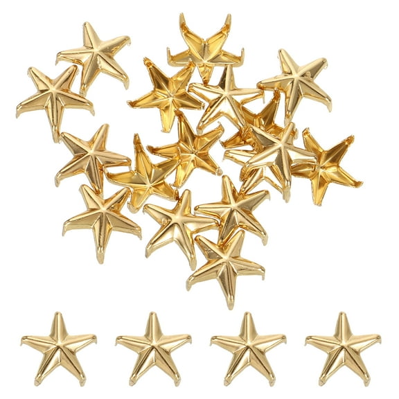 100Pcs Star Studs Rivets, 10mm Metal 5-Claw Nailhead Punk Rivet Stud, Light Gold