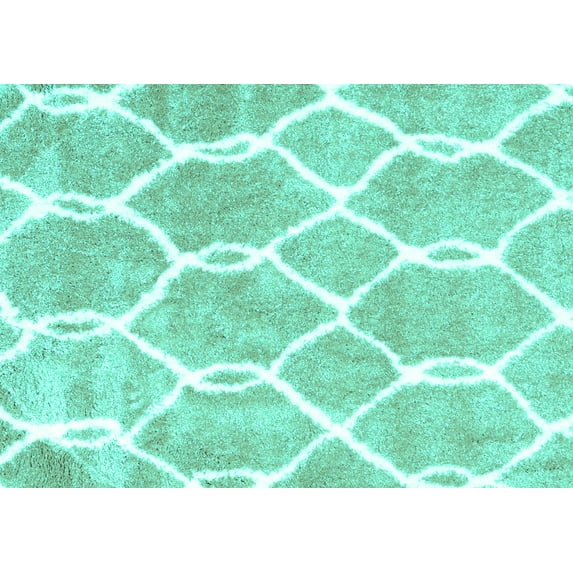 Ahgly Company Indoor Rectangle Trellis Turquoise Blue Modern Area Rugs, 8' x 12'