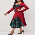 thumbnail image 2 of Women‘s Midi Dress with Plaid Patchwork and Sweetheart Neckline, 2 of 9