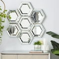 thumbnail image 2 of DecMode 39" x 41" Silver Honeycomb Shaped Geometric Wall Mirror, 2 of 8