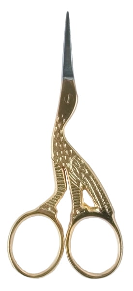 Ultra Fine Stork Embroidery Scissors, Gold Plated, 3-1/2'