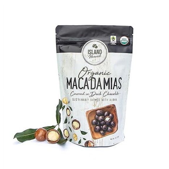 Island Harvest Macadamias Covered in Dark Chocolate, Organic-9 oz