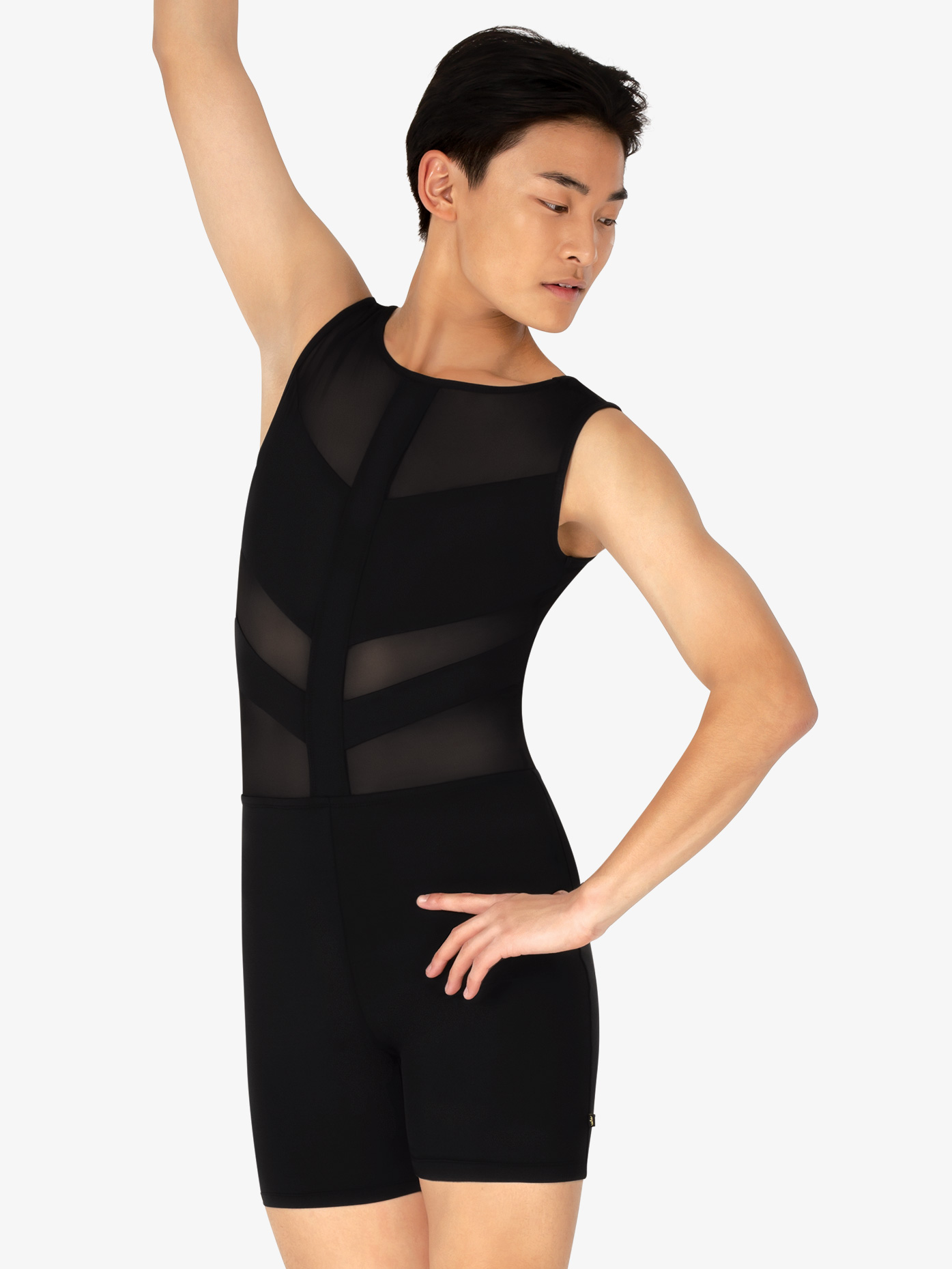 Mariia Boys Spliced Mesh Tank Dance Shorty Unitard