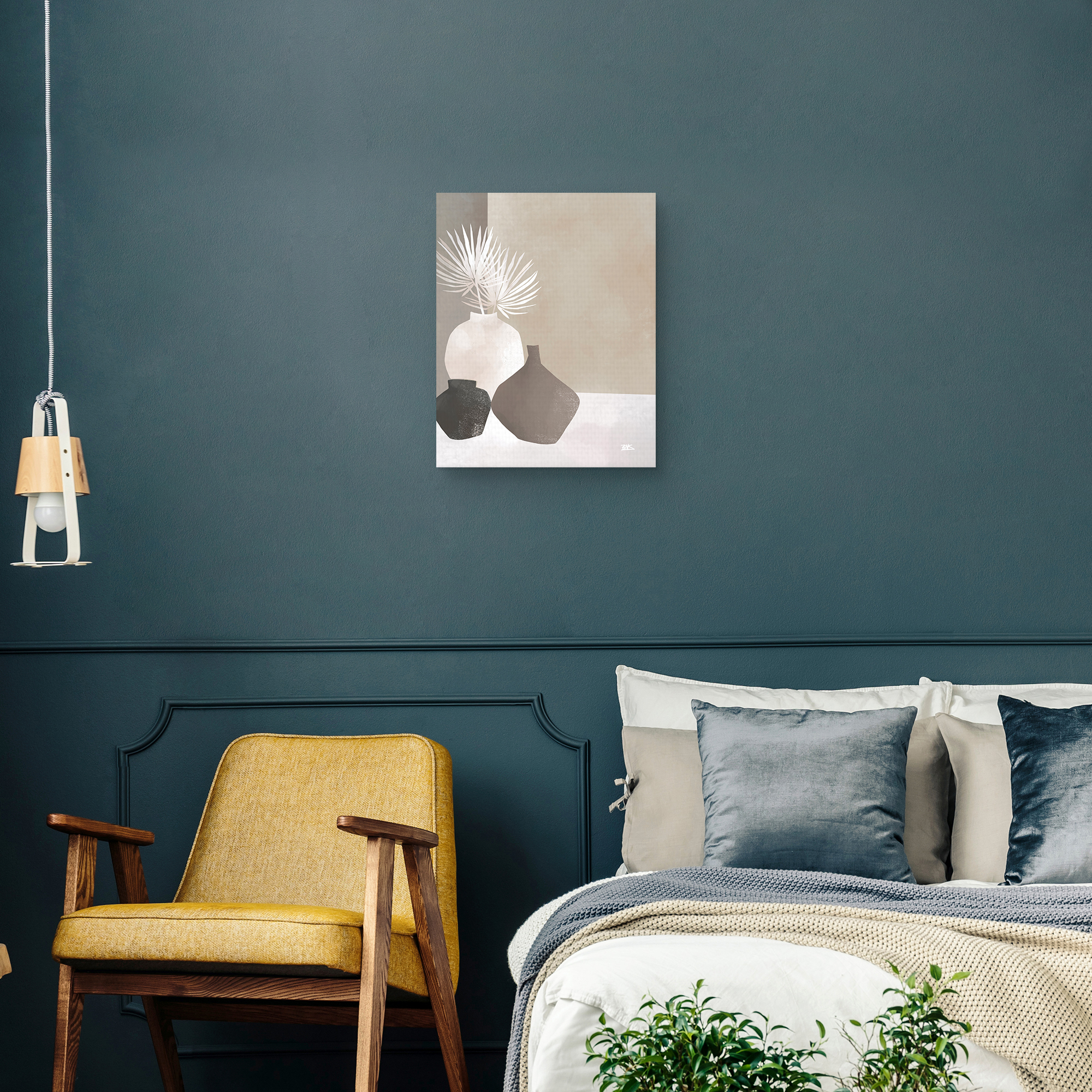 Palmettos & Pots (grey) by Bria Nicole Canvas Art Print