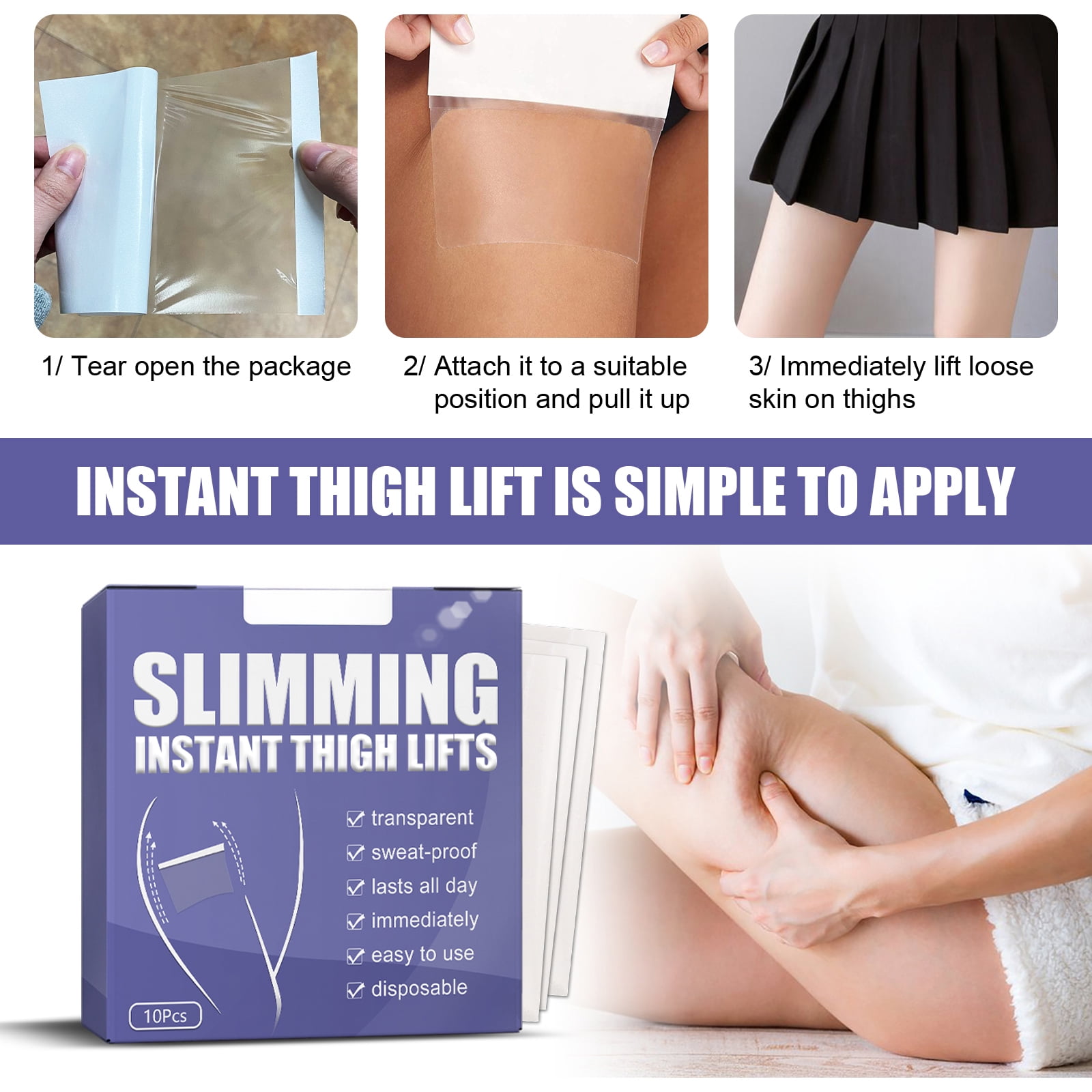 Alvantor Thigh Lift Tape, Anti Cellulite Thigh Tightening Tape Invisible Firming, 10pcs