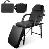 Portable Tattoo Chair, Foldable Massage Table Facial Bed, Professional Spa Chair with Carrying Bag, Adjustable Esthetician Bed for Salon Beauty Barber, Black