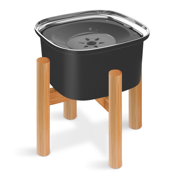 Decflow Bol d'Eau Surélevé pour Chien 3L, Bol d'Eau Lent en Acier Inoxydable avec Support, Grande Capacité Distributeur Anti-Déversement pour Petits, Moyens et Grands Chiens