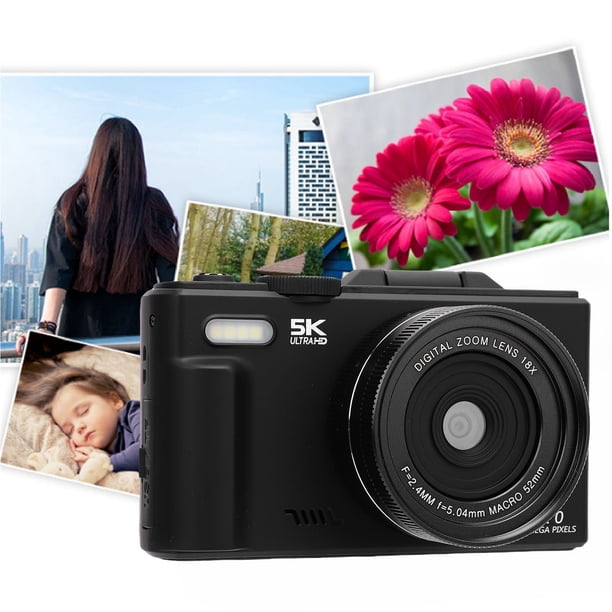 Cámara Digital De 5k Para Fotografía, Cámara De Vlogging De 75MP, Pantalla De Voltaje De 3.0 Pulgadas De 180 Grados, Cámaras Wifi De Enfoque Automático Digital De 18x.