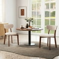 thumbnail image 2 of Costway Upholstered Dining Chairs Set of 4 with Solid Rubber Wood Frame, Curved Backrest Brown, 2 of 8