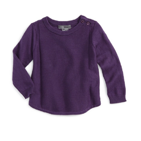 Vince, Girls' Rack Stitch Sweater,Purple, Size 12 Months