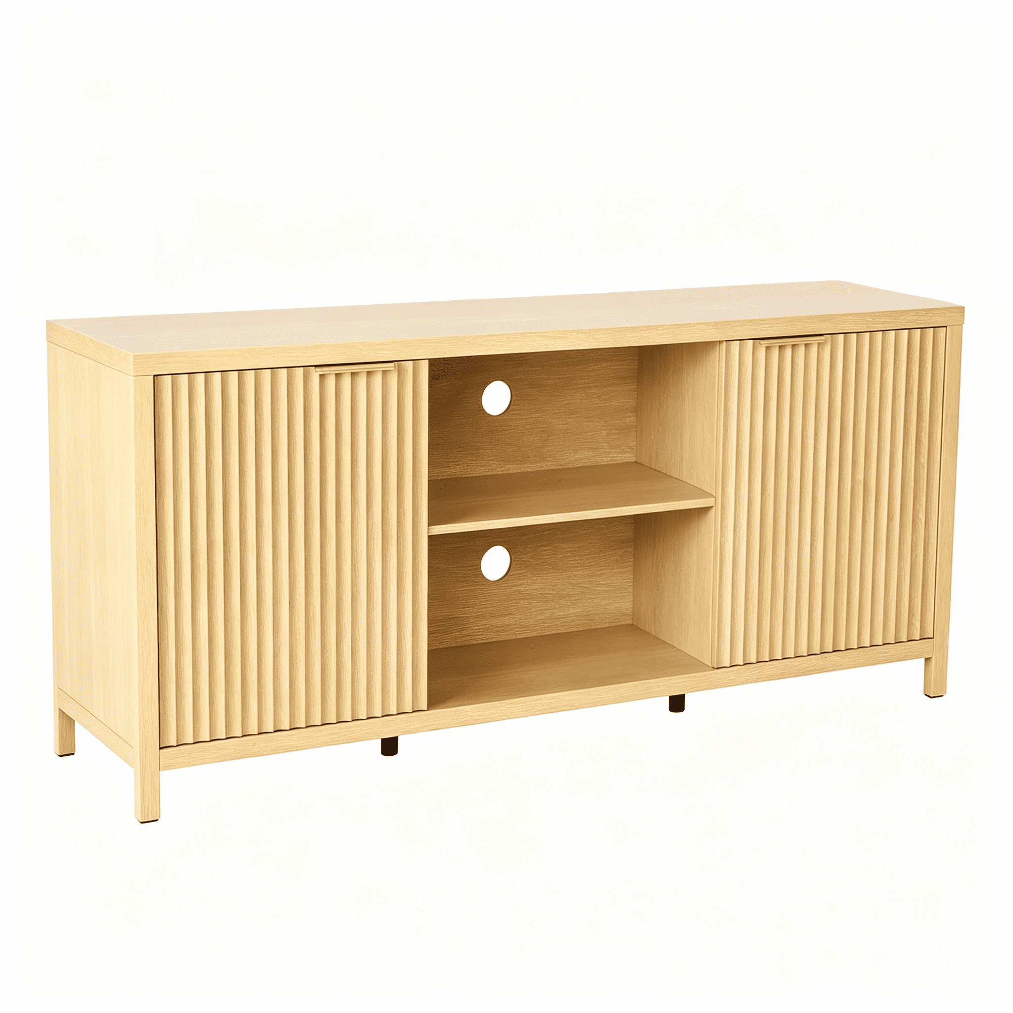 TV Stand for TVs up to 70 Inch, Media Console Cabinet with Adjustable Open Storage Compartment, Wood Entertainment Center 58.07"Lx15.75"Dx24.80"H for Living Room Bedroom
