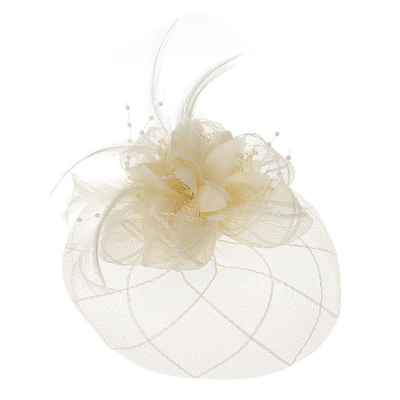 Necvior Womens Barrette Fascinator Flower Pillbox Hat Beaded Hair Clip Wedding