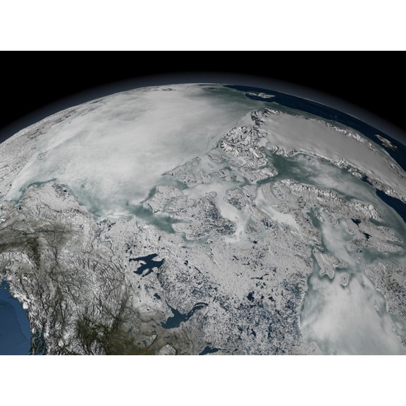 Sea ice above North America Canvas Art - Stocktrek Images (32 x 24)