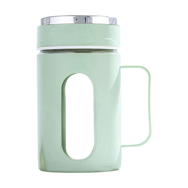 Vaso de vidrio aislante de doble capa con tapa y asa, resistente al calor, para té, oficina, color rosa, verde y azul, 15 cm Yulucky