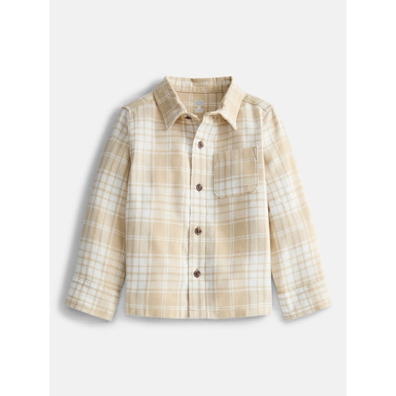 Wonder Nation Toddler Boys' Flannel Shirt with Long Sleeves, Sizes 12M-5T